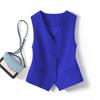 Gilet Blazer da Donna Nuovo Primavera Autunno 2026, Blu Corto Slim Fit Stratificato Gilet Capospalla Moda Casual