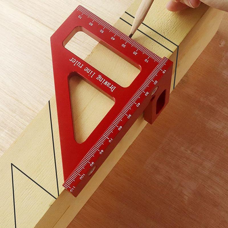 Precision Aluminum Alloy Miter Triangle Ruler 45°/90° Woodworking Square Protractor 3D Multifunctional Measuring Toolsolss