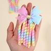 2Pcs Ribbon-Tassel Hair Clips Popular Sweet Rainbow Curly Ribbon Double Ponytail Hairpin Baby Girl Hair Accessories For Children