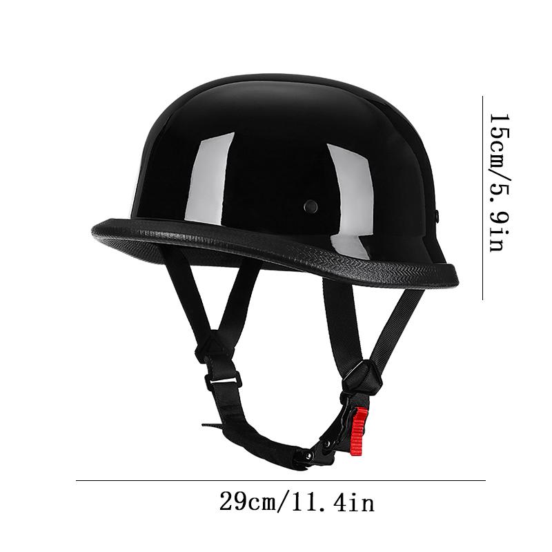 German Retro Half Helmet 108 Bright Black Solid Color Motorcycle Helmet Unisex Four Seasons Universal Pure Color Biker Cap
