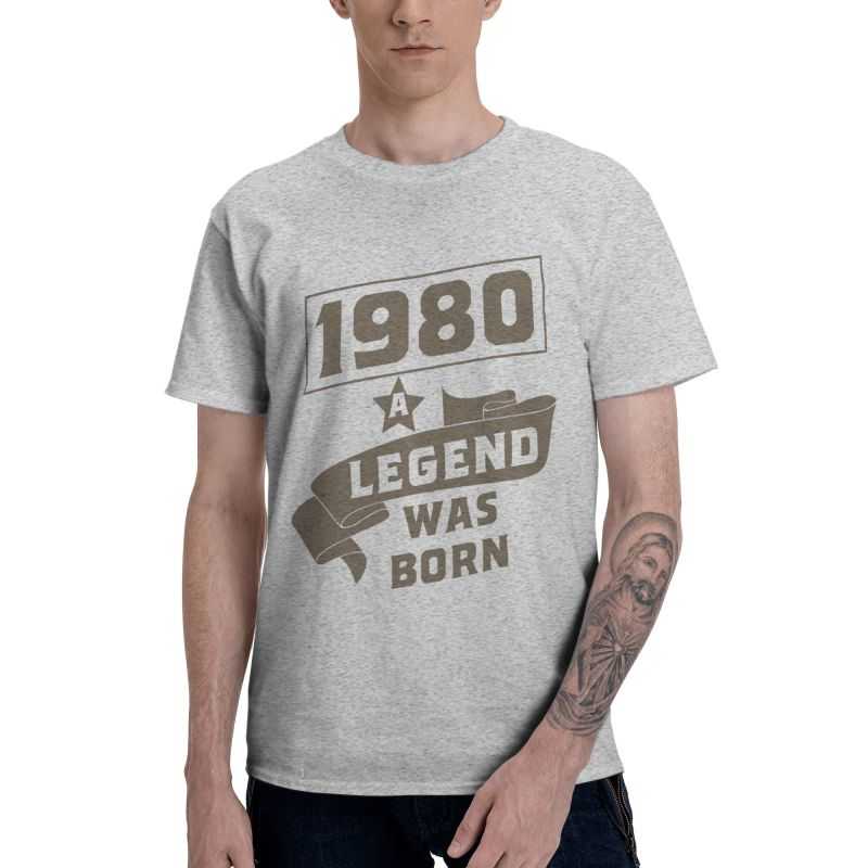 Male A Legend Was Born In 1980 T-Shirt Funny 41st Birthday 41Years Old Tshirt Short Sleeve Hip Hop T Shirt Homme Cotton Tee
