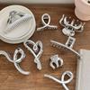 Silver Cold Wind Hair Clip Women High-end Hair Texture Shark Clip Simple Love Hair Accessories