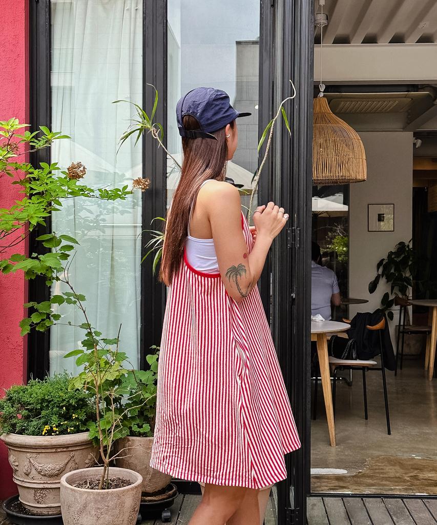 Minasu Menasoo Summer Stripe Terry Strap Onepiece_Red