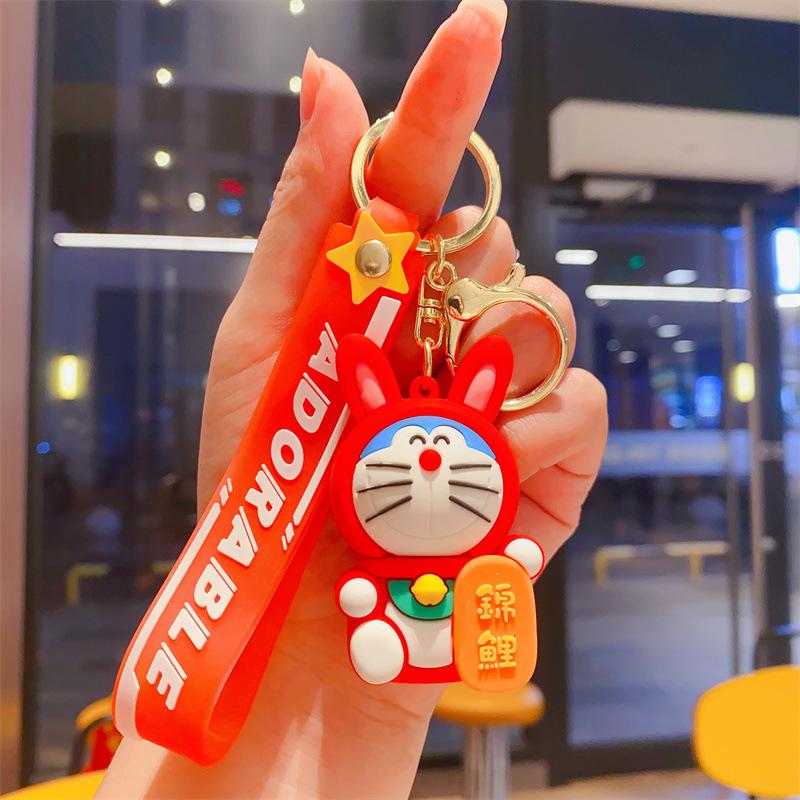 Cute Lucky Jingle Cat Doraemon Keychain Bag Pendant Car Keychain Gift