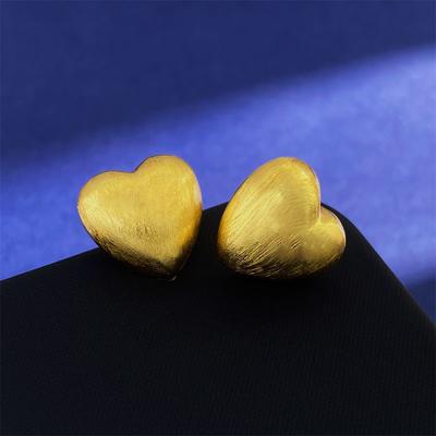 Brushed Matte Texture Love Earrings Women'S Fashion Temperament Earrings I Wind Peach Heart Shape Versatile Ear Jewelry