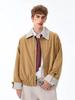 Trendy Unisex Loose-Fit Color Block Stripe Lapel Jacket for Spring/Autumn with Rolled Cuffs