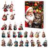 Christmas Tree Ornament Set Cat Advent Calendar 24 Days Countdown Cute 2D Kitten Holiday Car Rearview Mirror Decor Ornaments for Party Decor