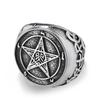 Anello Vintage Angelo Caduto Lucifero in Acciaio di Titanio Pentagramma di Satana Gioiello per Mano Chiave Inglese in Acciaio di Titanio