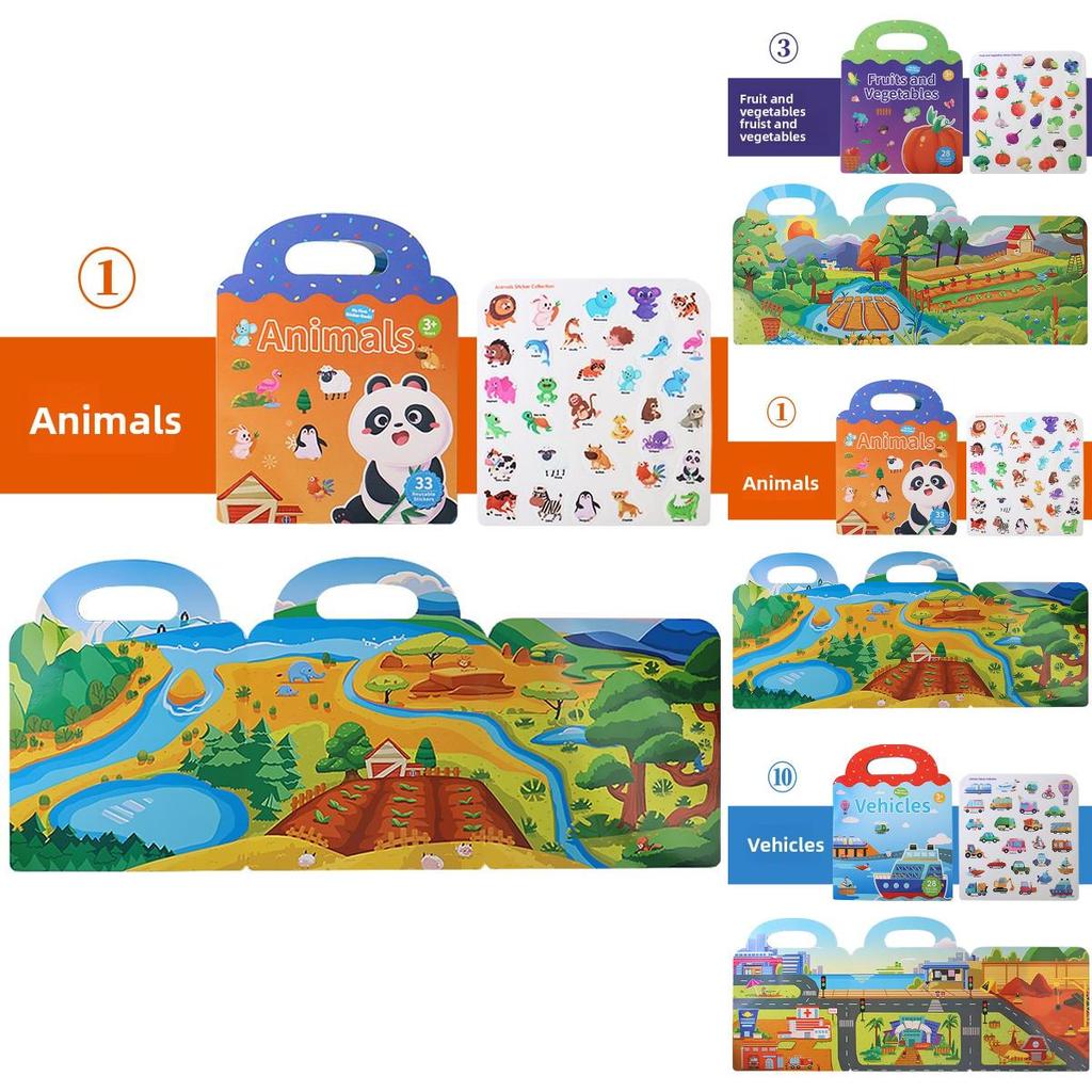 Childrens Sticker Book With Ocean And Dinosaur Scenes For Early Education And Focus Development