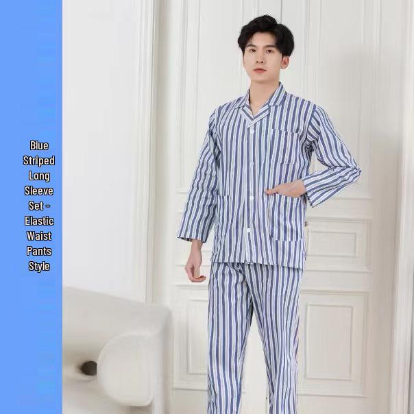 Blouse d'hôpital deux pièces en pur coton avec manches longues et pantalon - Facile à enfiler et à retirer pour les patients