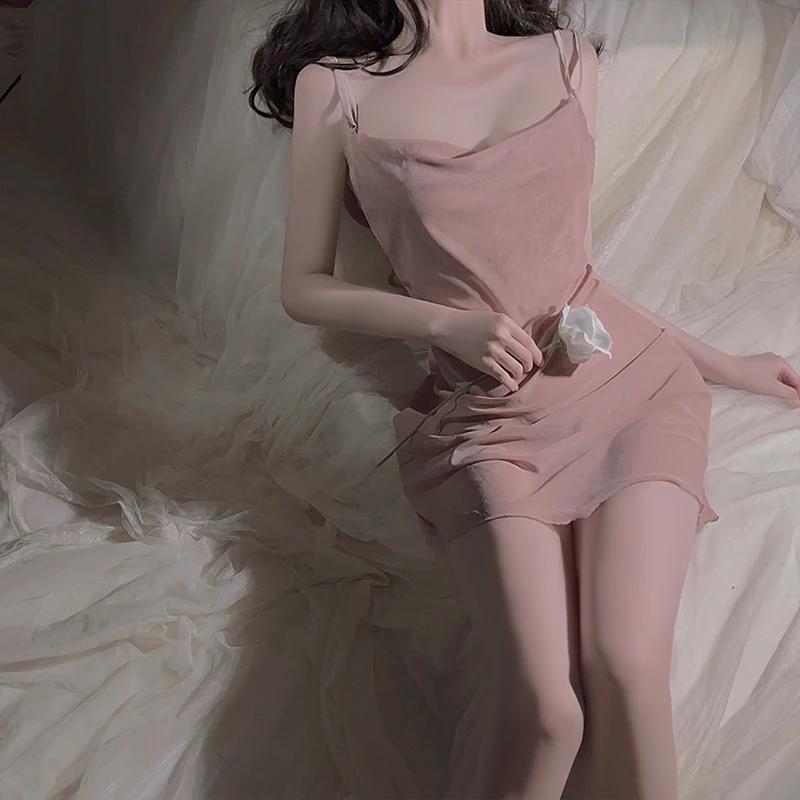 Сексуальная пижама для женщин, соблазнительная милая ночная рубашка с открытой спиной и подвязками в виде бабочки, женская пижама нового стиля