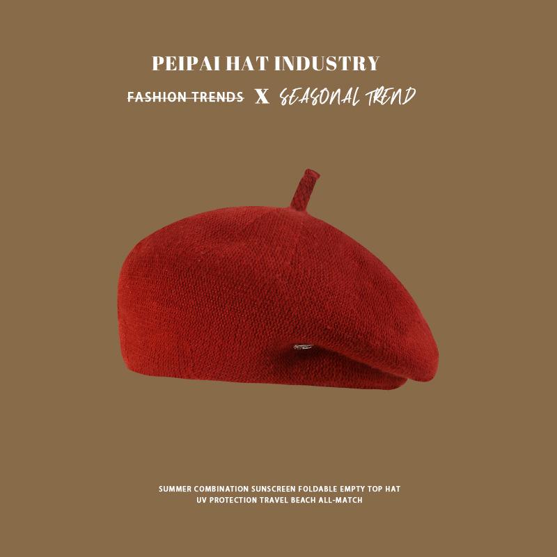 Beret autumn and winter face little girl painter hat versatile classic British retro newsboy hat