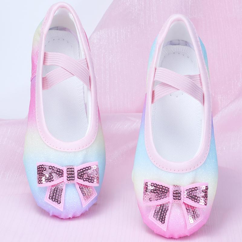 Женские/Девичьи Балетные Туфли Блестящие Плоские Раздельная Подошва Мягкая Подошва Танцевальные Тапочки Взрослые Гимнастика Живот Йога Балетные Тренировочные Обувь 24 разноцветный