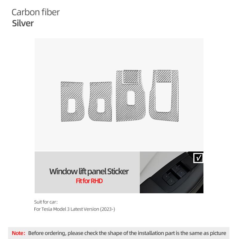 

For Tesla 2019- Model 3 Highland Model Y Juniper Carbon Fiber Window Lift Panel Trim Sticker Car Interior Tuning Accessories