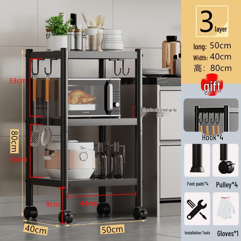 Multi-layer Floor-standing Kitchen Storage Rack for Pots and Microwave Oven