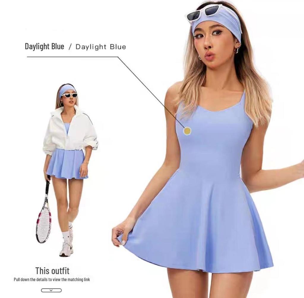 Women's Slim Fit Tennis Skirt with Built-In Shorts & Fishnet Back Sportswear