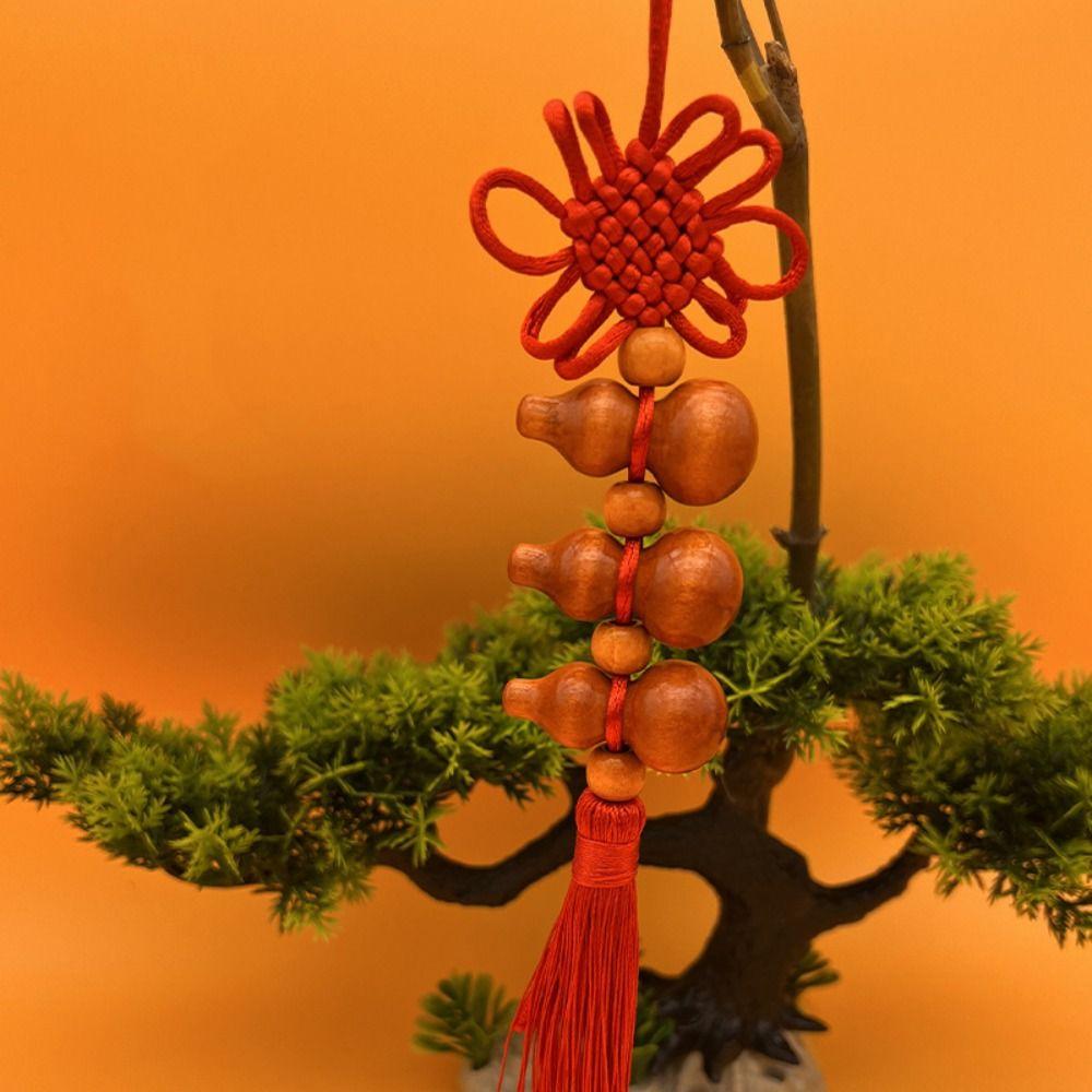 Peach wood China Knot Keyring Feng Shui Feng Shui Keychain Peach Gourd Keyring  Men