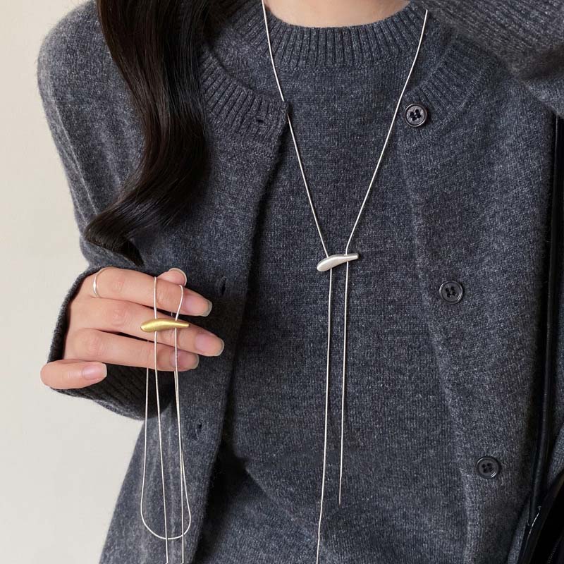 Minimalist Silver Color Matte Snake Bone Chain Necklace for Women Fashion Adjustable Long Sweater Chain Luxury Neck Jewelry