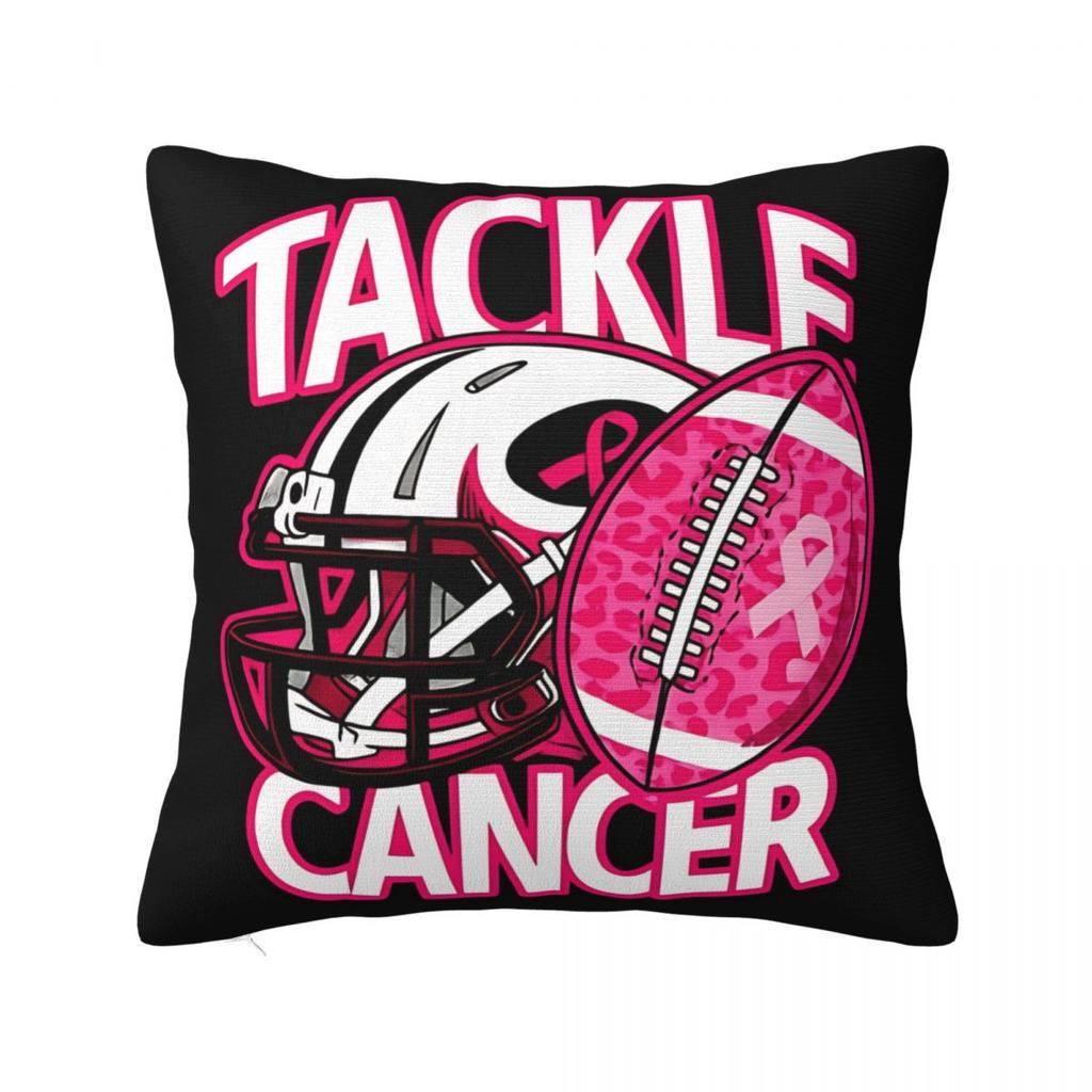 For Breast Cancer Support With Pink Ribbon Pillowcase Polyester Cushion Cover Decor Throw Pillow Case Cover Home Zipper 4040cm
