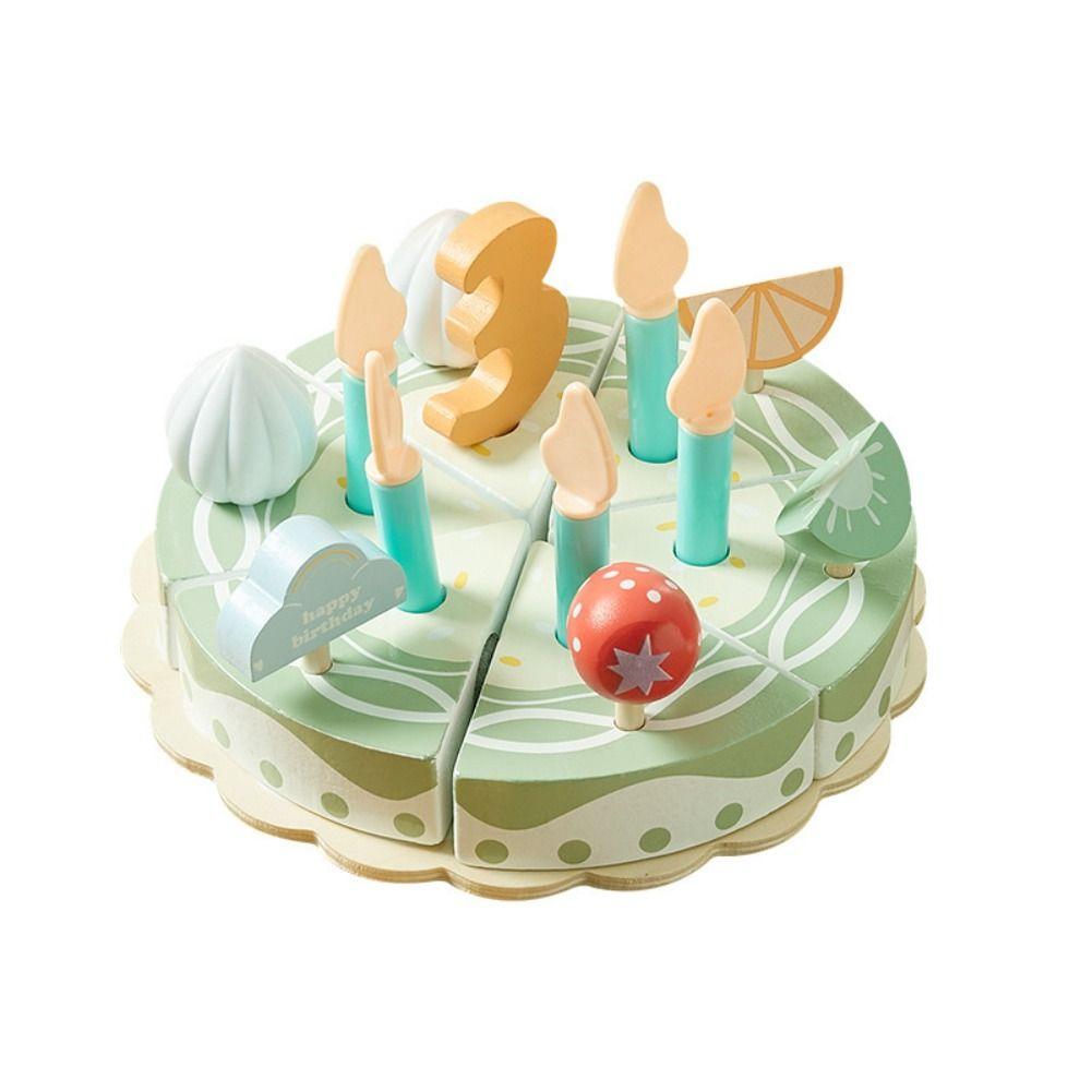 Play House Wooden Cake Model Wooden Kitchen Pretend Toy Party Cake Play Food Sets Children Kids