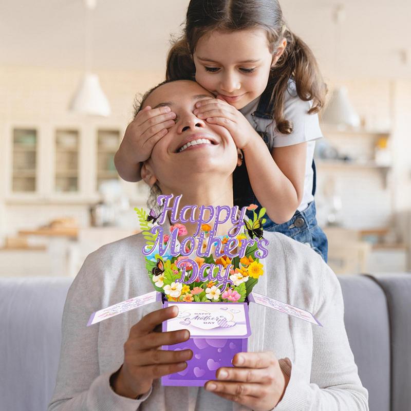 Mother's Day Greeting Card Mother Day Pop-up Flower Card with Envelope Show Your Love Expres Gratitude Souvenir Seasonal Decor