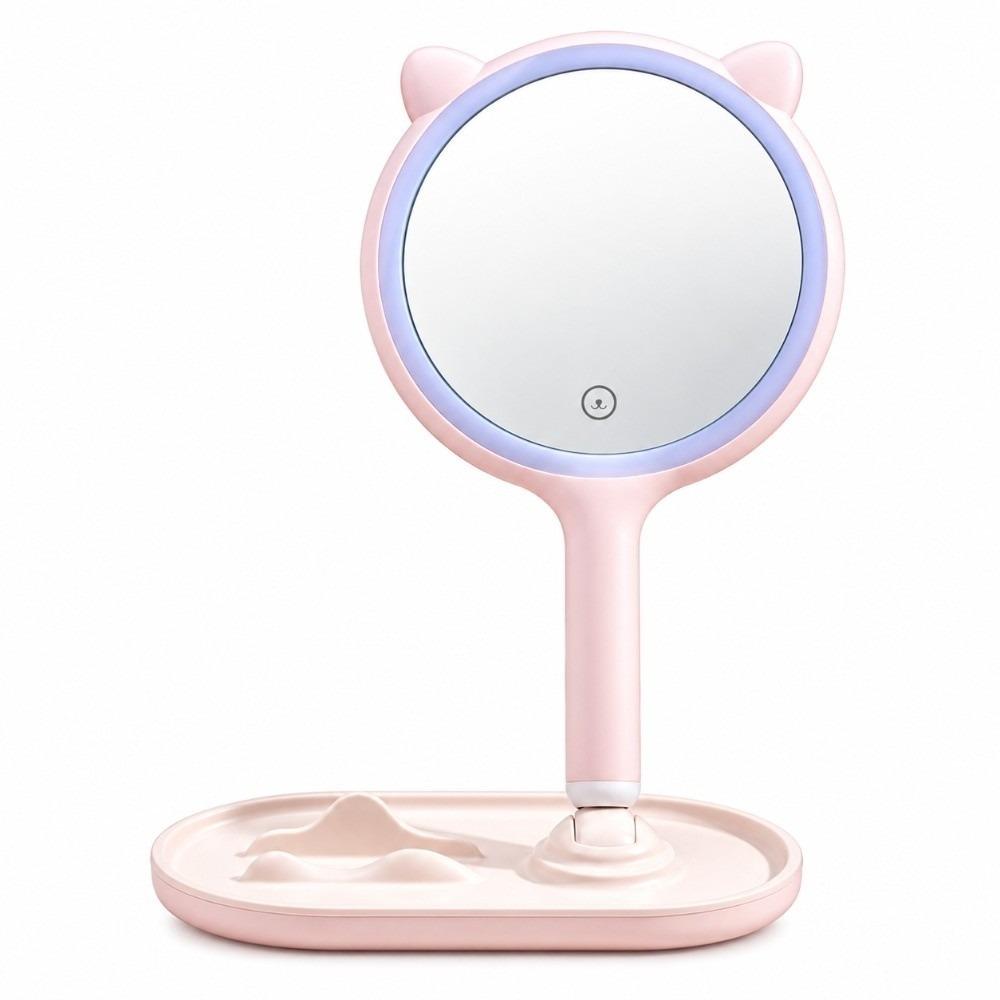 Rechargeable LED Makeup Mirror Touch Control Cosmetic Mirror Lighted Vanity Mirror Desktop
