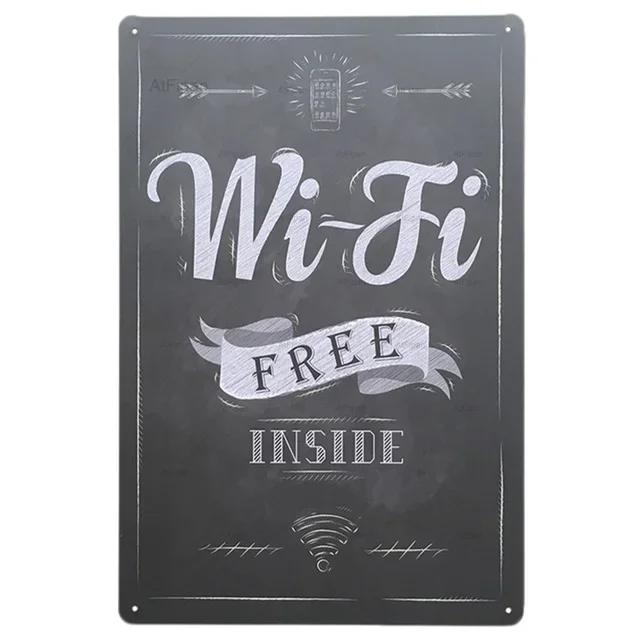 Vintage Tin Sign Home Is Where The Wifi Is Retro Metal Plate Wall Decoration for Cafe Bar Pub Club  Welcome Free Wifi