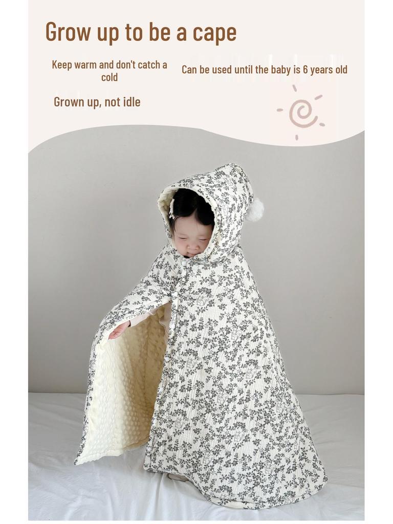 Cartoon Windproof Baby Cloak for Boys & Girls - Thickened Pure Cotton Autumn/Winter Cape