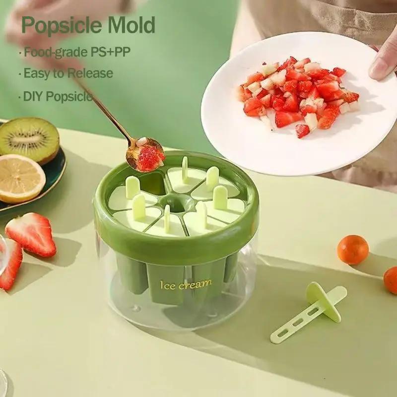 8-Cavity Plastic Popsicle Molds & Easy Release with Reusable Sticks Perfect for Homemade Ice Pops Fruit Infusions & Party Treats