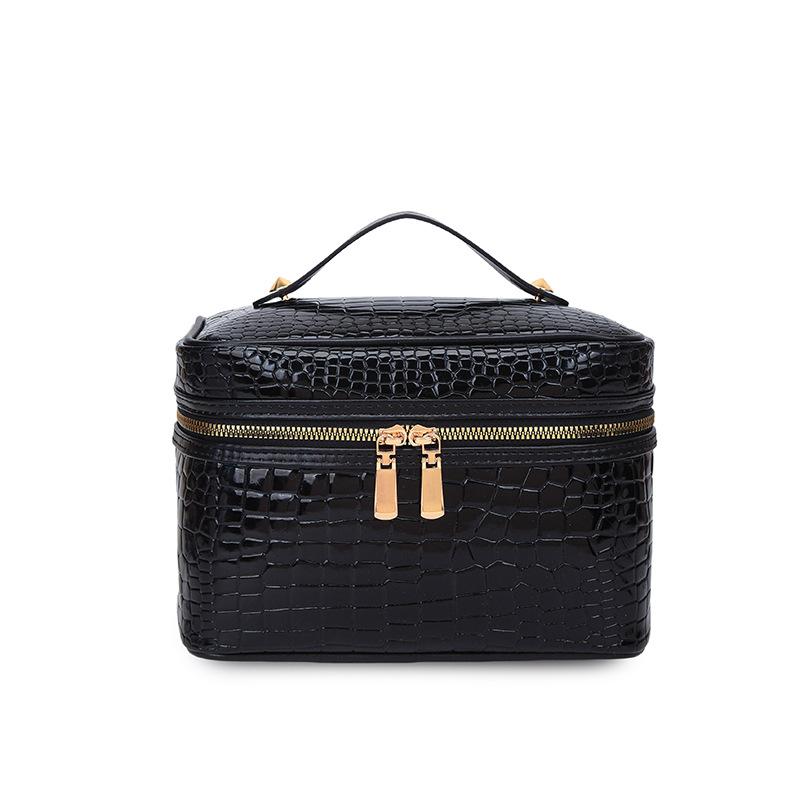 Crocodile Pattern Makeup Bag Large Capacity Handheld Cosmetic Organizer Toiletry Bag for Women Make Up Case Pouch