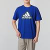 adidas Logo Print Lauf-Fitness-Trainings-Rundhals-Kurzarm-T-Shirt Herren Tops Blau IN6228