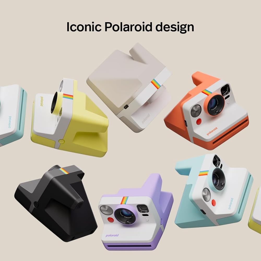 POLAROID Now 3rd Generation I-Type Instant Camera + Film Bundle - Pebble White Camera + 16 Color Photos (6561)