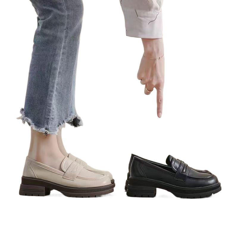 Women's British-Style Thick Sole Loafers, 2025 Trending, Genuine Soft Leather, Versatile & Comfortable.