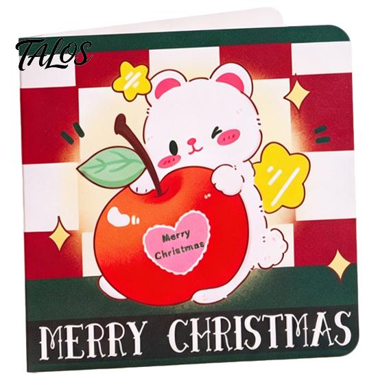 Xmas Message Cards 10Pcs Merry Christmas Greeting Set, Folding Cartoon Blank Note Cards, Festive Blessing for Holiday Gift