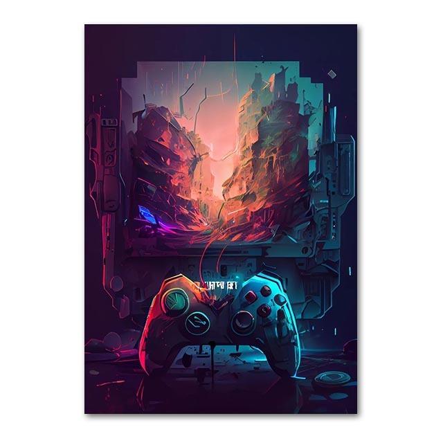 

Игровой арт на холсте, гравюра, панк, взрывной контроллер, постер, игровой контроллер, аркадная игра, настенное искусство, киберспорт 21cm×30cm NoFrame