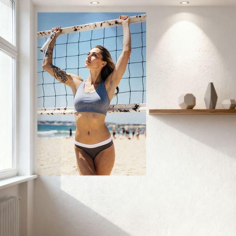 Sexy Woman Beach Volleyball Tin Sign Vintage Metal Poster for Home Bar Cafe Wall Decor, 8x12 Inch Metal Art with Ocean & Waves B