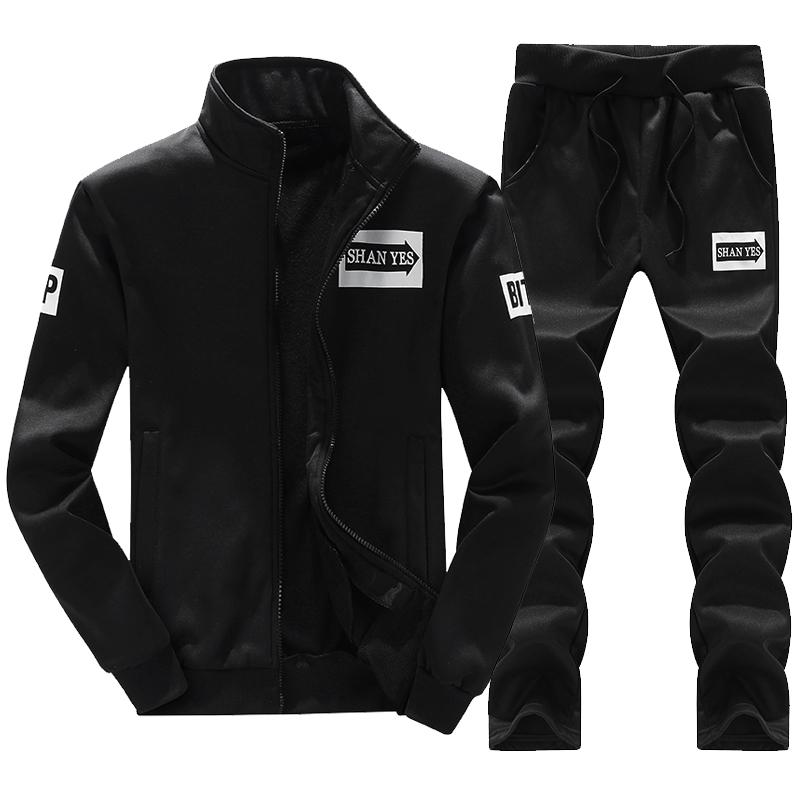 2025 Spring Autumn Men Casual Fleece Suits Men Track Suit Sweatshirt+Pants Sportswear Set Men Fashion Hooded Outerwear Suit Male