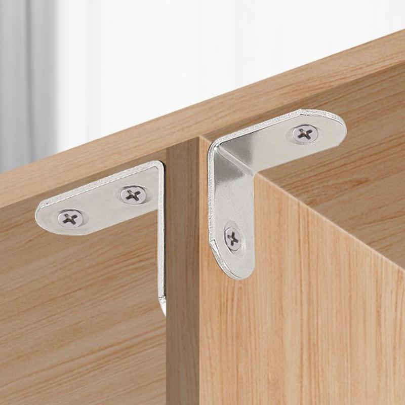 Stainless Steel L Brackets Right Angle Corner Brace for Shelves Wood Furniture Chair Drawer with Screws Home Improvement