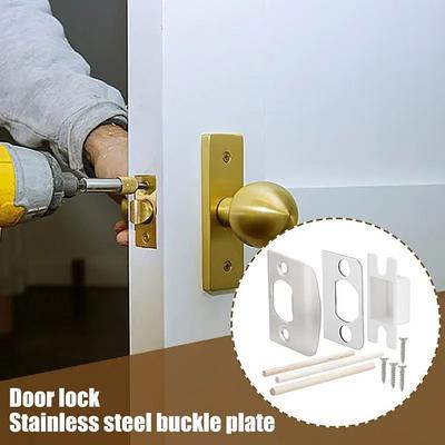 Plaque de gâche de porte taille standard Acier inoxydable Loquet de porte multifonctionnel Kit de réparation de plaque de gâche universel