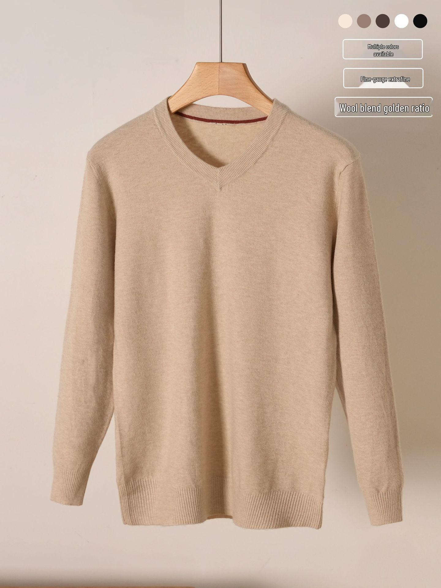 

Autumn/Winter 2025 Men s V-neck Wool Sweater - Casual Loose Fit Knit Pullover 4XL