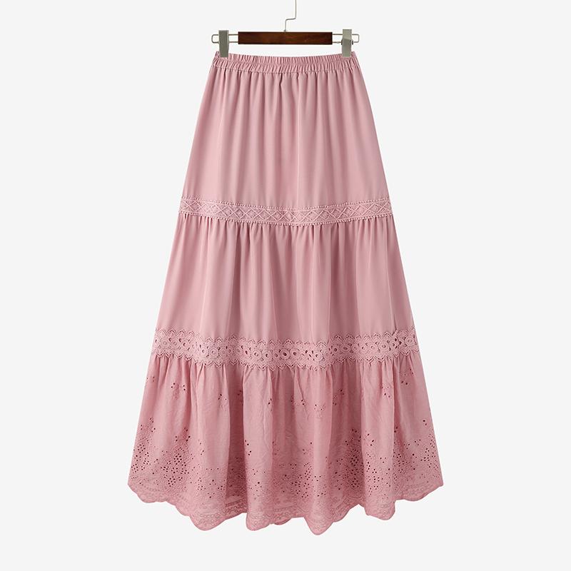 ZANZEA Women Casual Elastic Waist Loose Summer Long Skirts