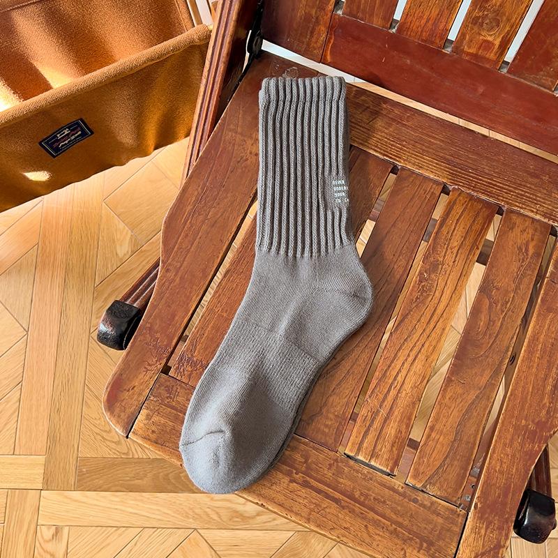 Men's Autumn and Winter Trends Add Velvet and Thick Warm Solid Color Tube Cotton Socks