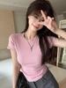 2025 Korean Style Solid Color Slim Fit Women's Short Sleeve T-Shirt