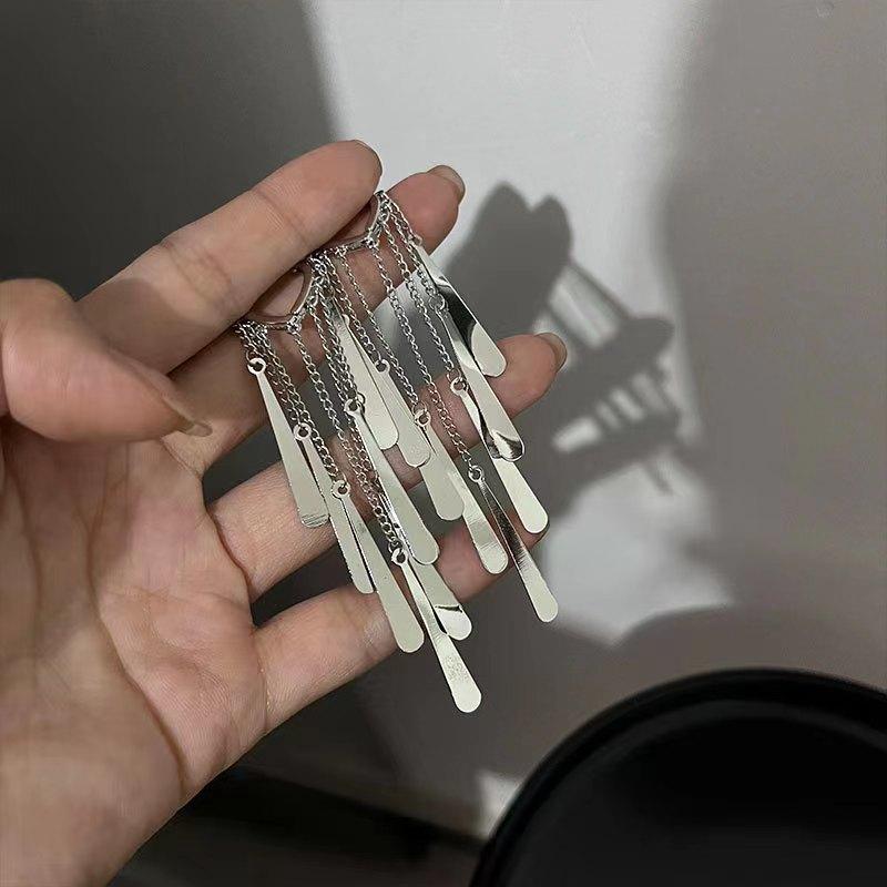 925 Silver Long Tassel Earrings Luxury Hoop for Women Fine Jewelry Wedding Party Gifts