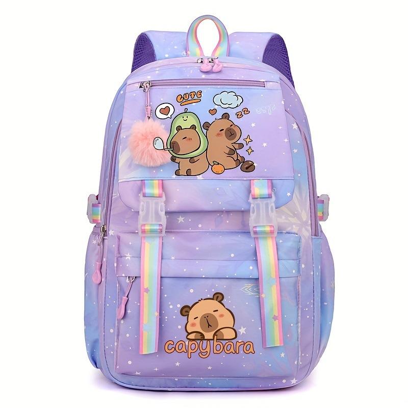 

Новые школьные рюкзаки для старшеклассников большой вместимости, студенческий школьный рюкзак, маленький свежий рюкзак с принтом милой капибары