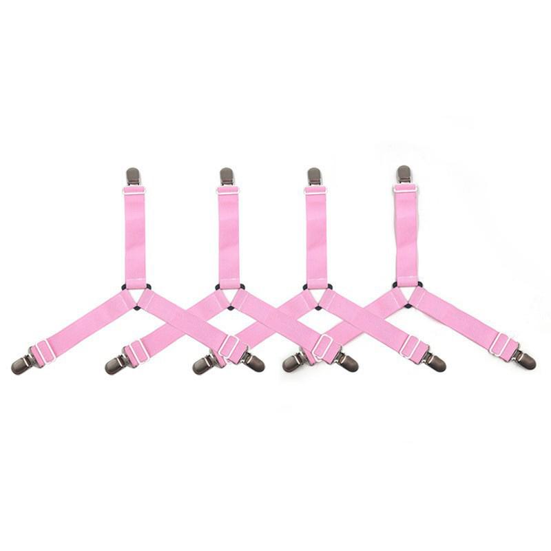 

4Pcs Bed Sheet Clip Elastic Straps Adjustable Clip Bed Sheet Fasteners Holder Gadgets For Home Organizer Mattress Cover Clips рожевий