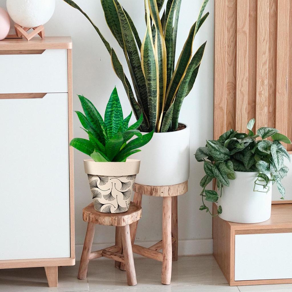 Les Trésors De Lily [A2166] - Osłonka bambusowa 'Ginkgo Biloba' czarno-beżowa - 22x21 cm