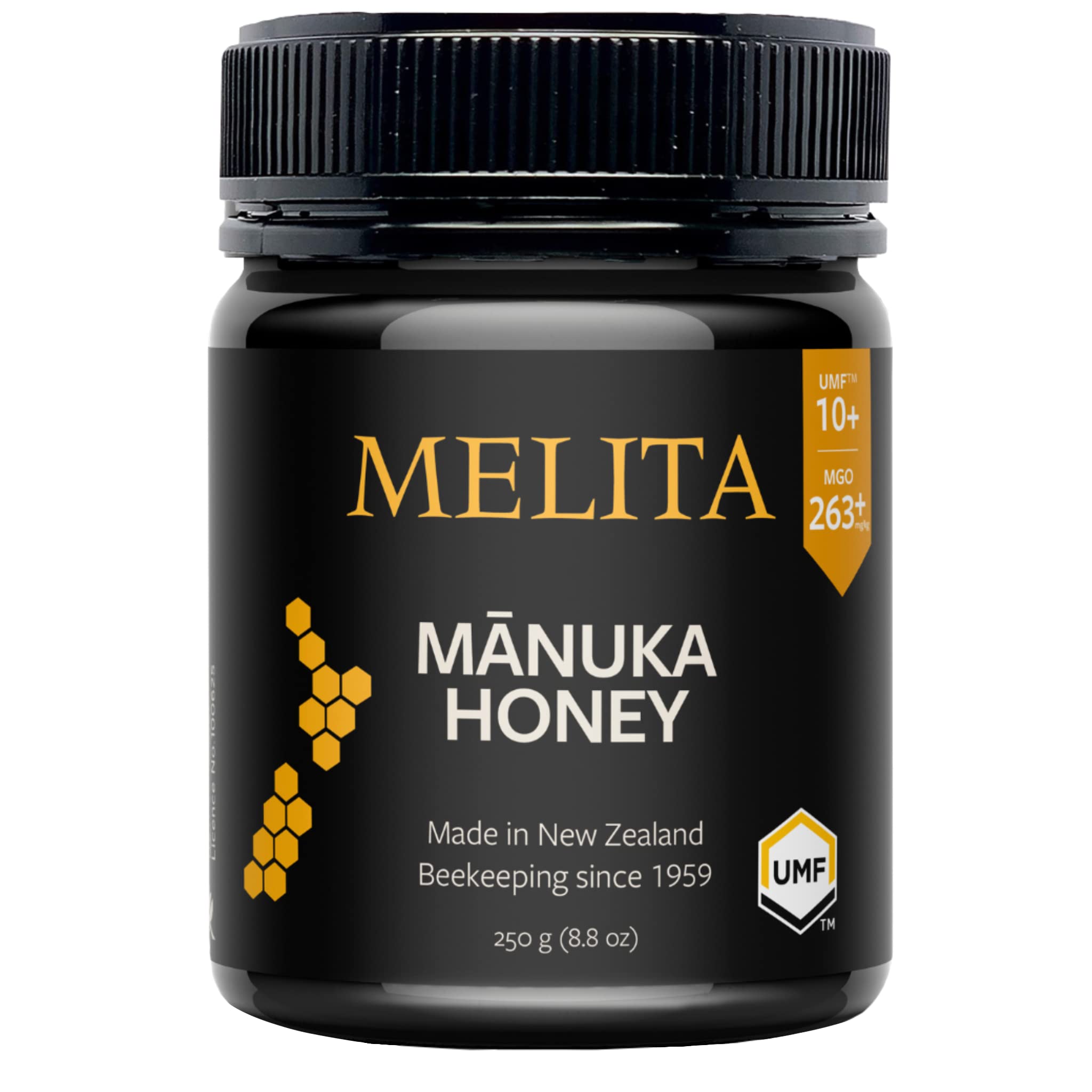 

МЕЛИТА Мёд Манука [UMF 10+] (Сертифицировано UMF) Антибактериальный рейтинг: UMF 10+ = Эквивалент MGO 263-MGO 513. Мед манука UMF 10+ (250 г х 1 бутылка)