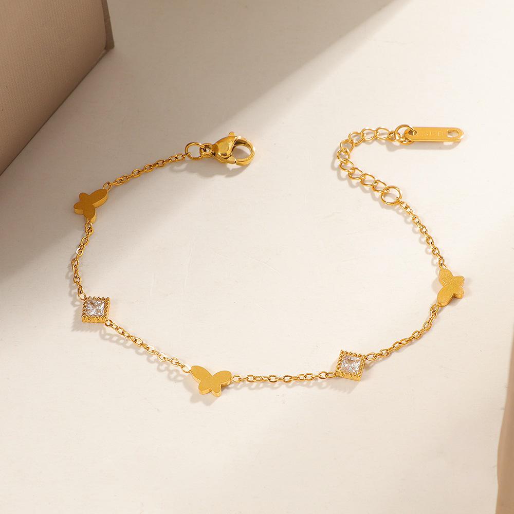 Women's Titanium Steel Rhombus Butterfly Bracelet: Durable, Light Luxury, High-End Design, Simple and Elegant.
