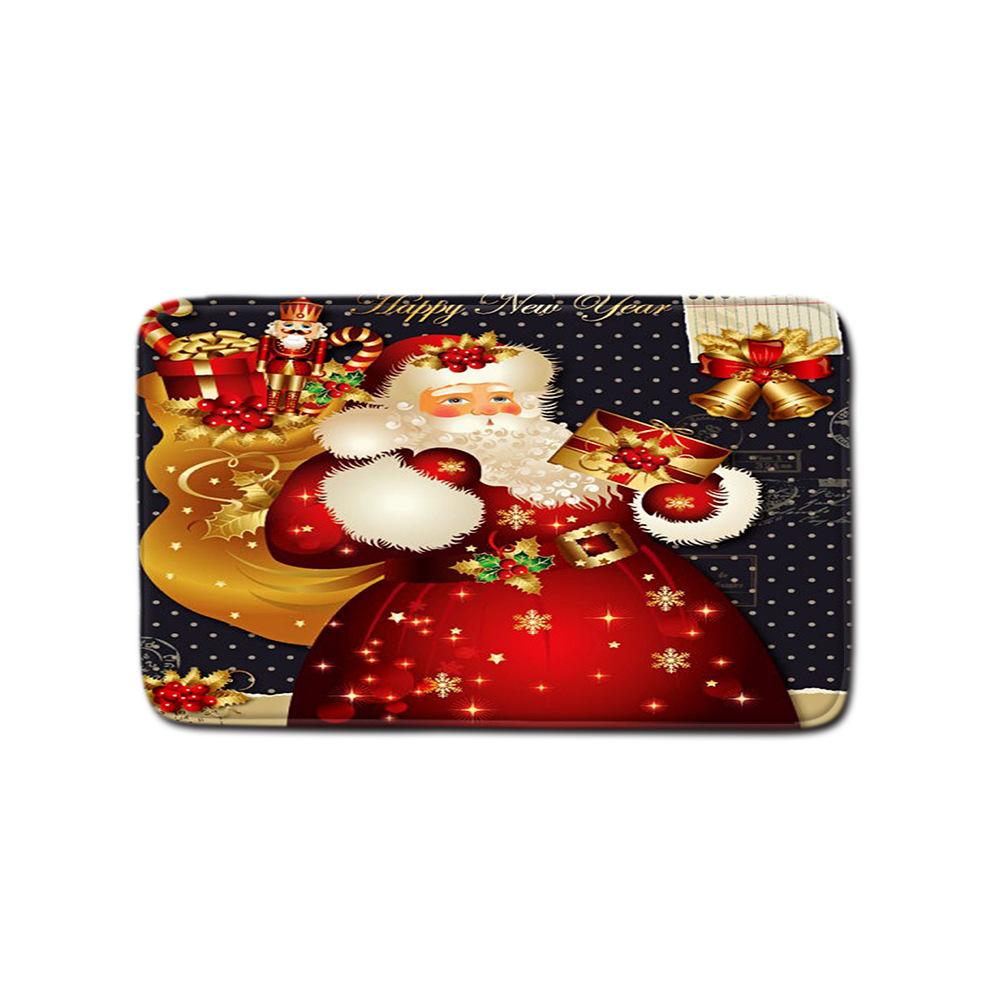 Christmas Shower Curtain Floor Mat Combination Four-Piece Set Bathroom Toilet Carpet Shower Room Mat Foot Mat